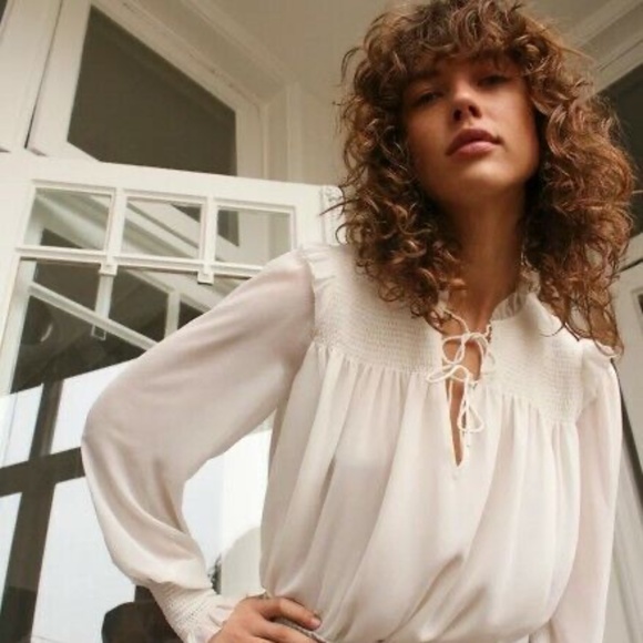 BNWOT⎜Aritzia Wilfred⎜CASTELLO BLOUSE⎜LIGHT BIRCH - Picture 1 of 16